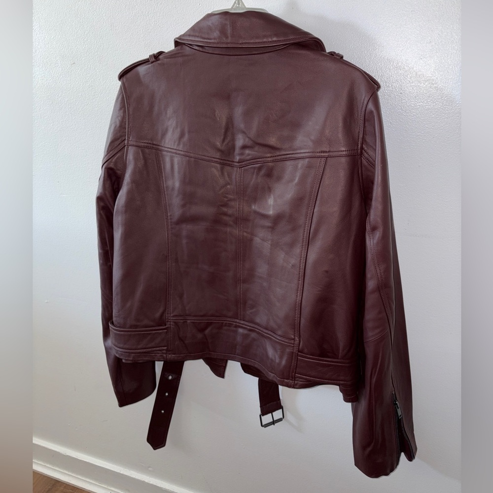 Leeron Leather Moto Jacket 18/20 MEDIUM Chili Chocolate Brown NWT plus size - Picture 7 of 14